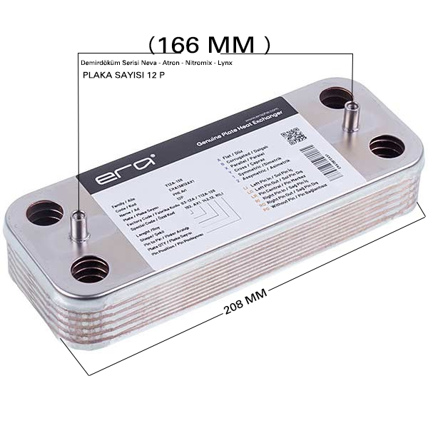 PLAKA EŞANJÖR ERA DEMİRDÖKÜM 12 PLAKA (166m Düz ) NEVA ATRON NİTROMİX PROTHERM