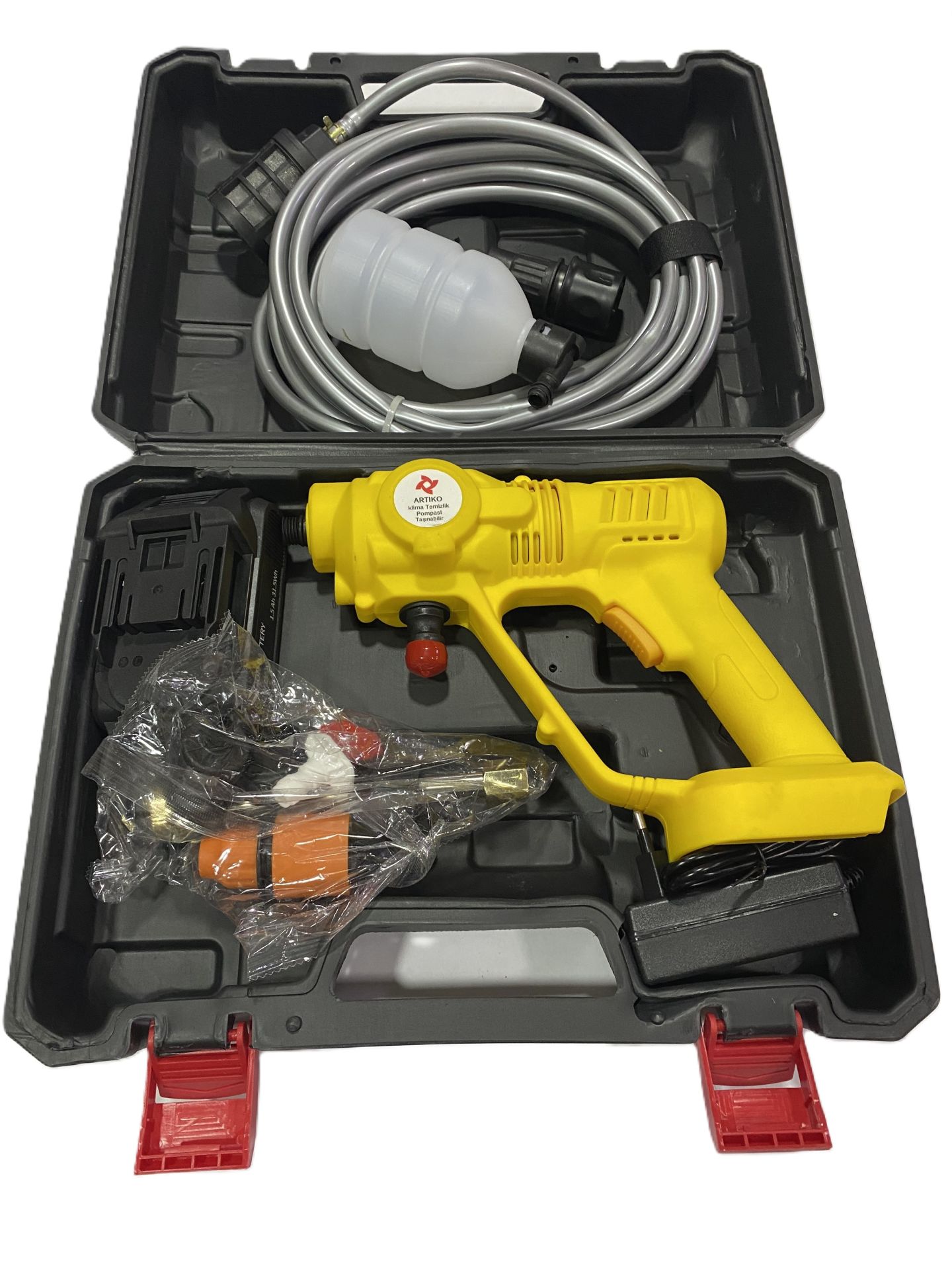 KLİMA TEMİZLİK POMPASI TAŞINABİLİR 21 V.ŞARJLI ÇANTALI (01 90 24)